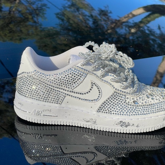 Custom Crystal Rhinestone Nike Air Force 1 – Size 4Y (Brand New, No Flaws) - Picture 16 of 17